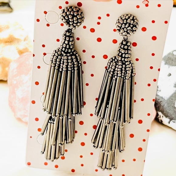 NWT Deepa Gurnani Beaded Chandeliers Gunmetal - Picture 12 of 15